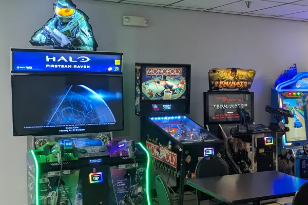 Arcade including Halo and Monopoly